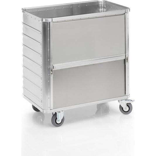 Aluminium container truck, fold down side panel, without lid, capacity 355 l.
