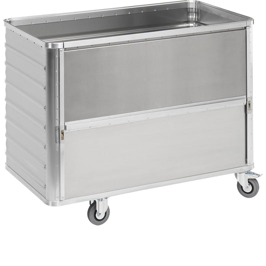 Aluminium container truck, fold down side panel, without lid, capacity 650 l.
