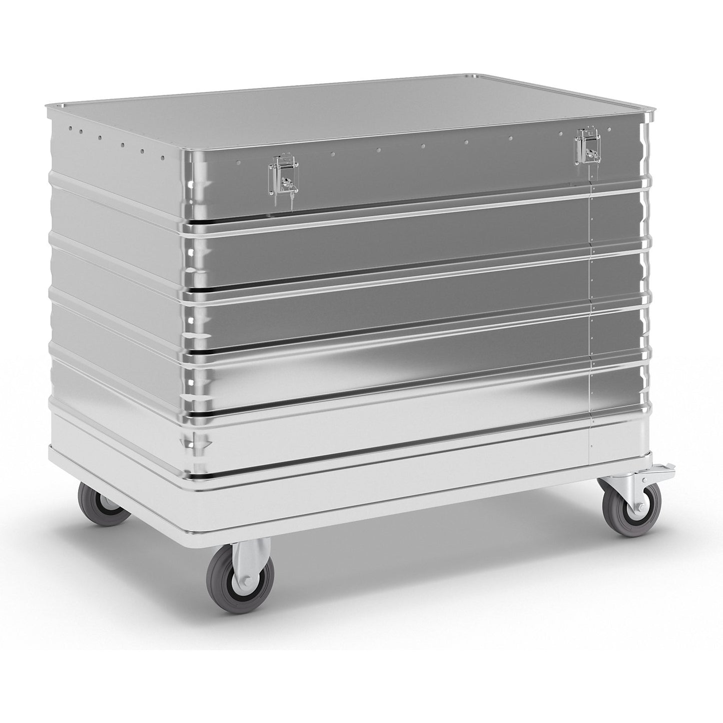 Aluminium container truck, solid panel, with cover, lockable, capacity 415 l.