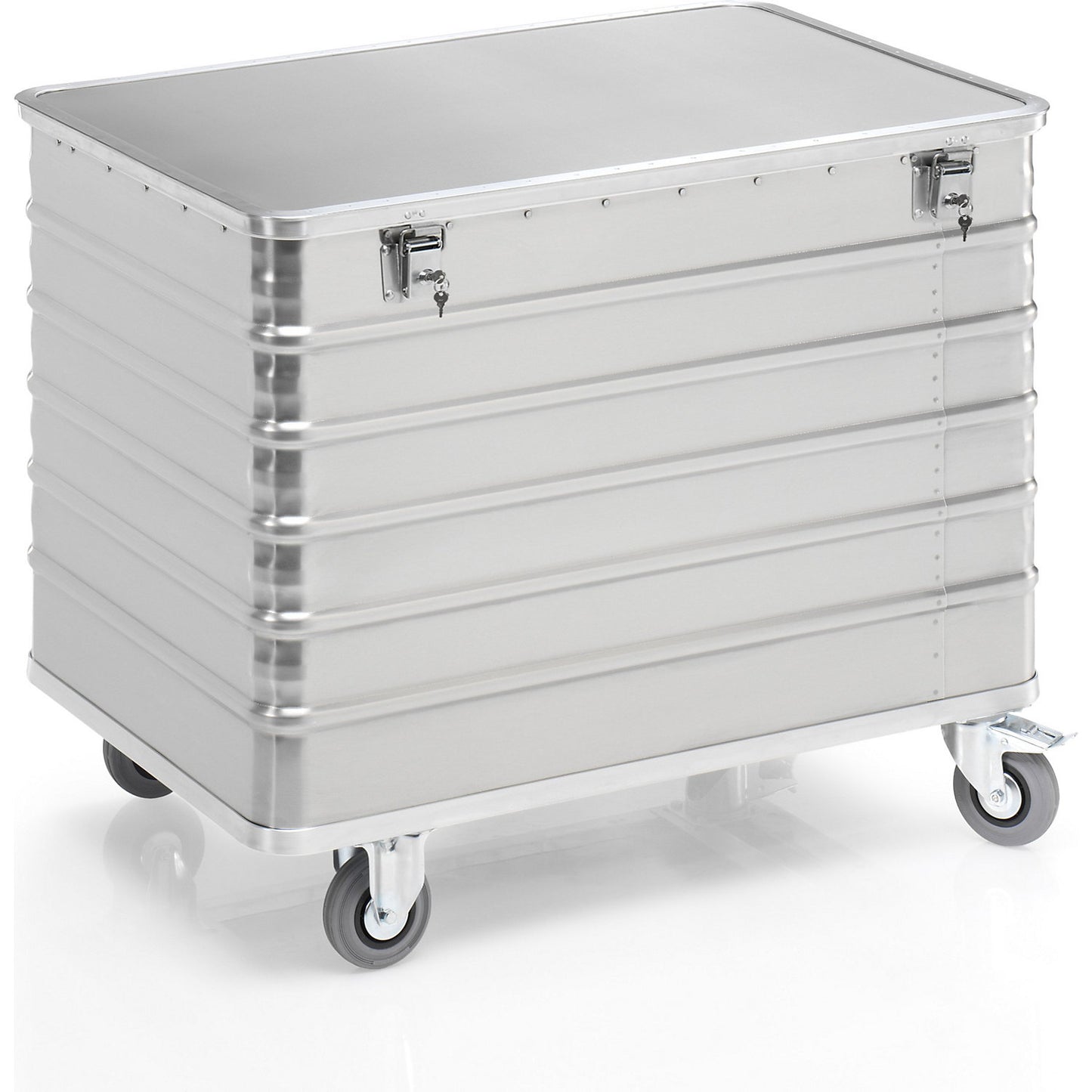 Aluminium container truck, solid panel, with cover, lockable, capacity 415 l.