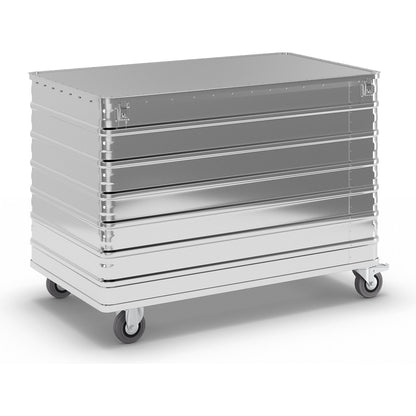 Aluminium container truck, solid panel, with cover, lockable, capacity 656 l.