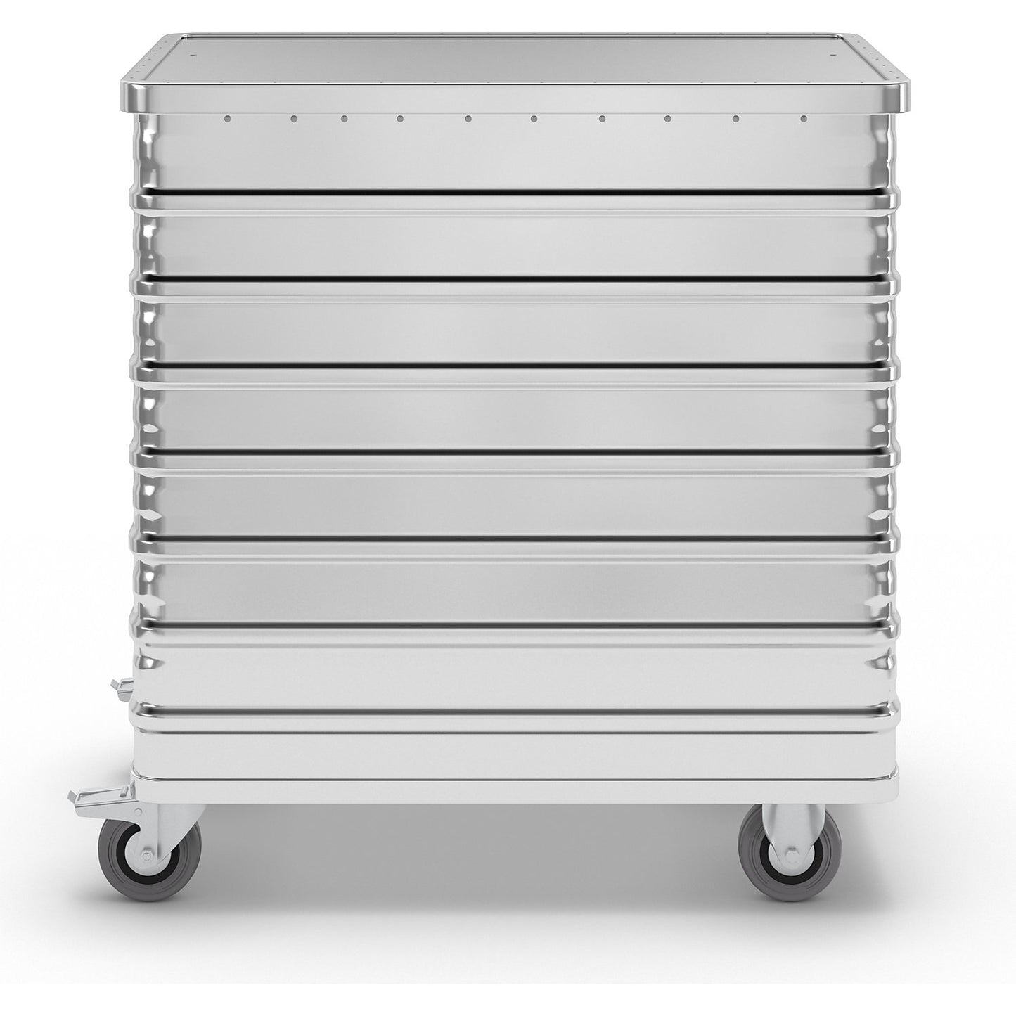 Aluminium container truck, drop gate on side panel, with cover, lockable, capacity 355 l.