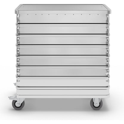 Aluminium container truck, drop gate on side panel, with cover, lockable, capacity 355 l.