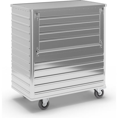 Aluminium container truck, drop gate on side panel, with cover, lockable, capacity 1050 l.