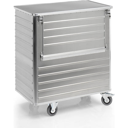 Aluminium container truck, drop gate on side panel, with cover, lockable, capacity 1050 l.