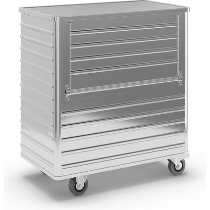 Aluminium container truck, drop gate on side panel, with cover, capacity 1050 l.