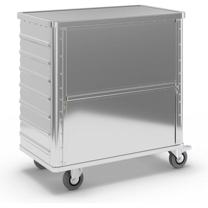 Aluminium container truck, fold down side panel, with cover, capacity 355 l.