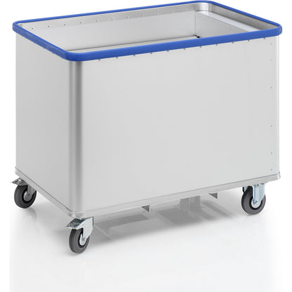 Aluminium spring loaded truck, external LxWxH 1115 x 690 x 855 mm, spring force 70 kg, 2 fixed castors and 2 swivel castors.