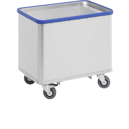 Aluminium spring loaded truck, external LxWxH 855 x 550 x 760 mm, spring force 50 kg, 4 swivel castors.