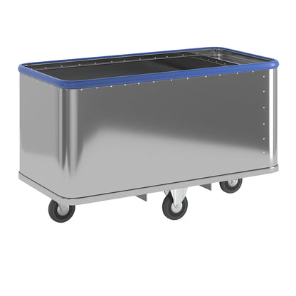 Aluminium spring loaded truck, external LxWxH 1515 x 740 x 905 mm, spring force 50 kg, 2 fixed castors and 2 swivel castors.
