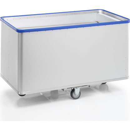 Aluminium spring loaded truck, external LxWxH 1515 x 740 x 905 mm, spring force 50 kg, 2 fixed castors and 2 swivel castors.