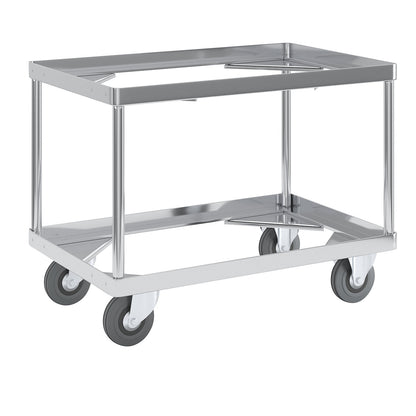 Aluminium dolly, loading height 440 mm, internal LxW 575 x 370 mm, without handle bar.
