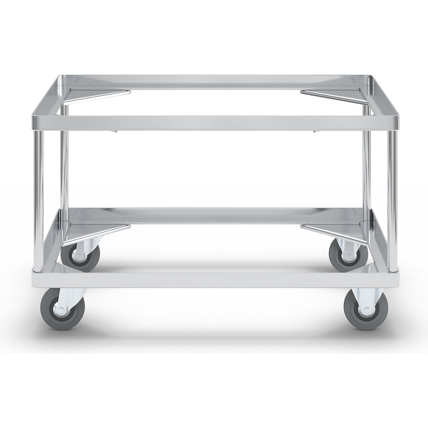 Aluminium dolly, loading height 440 mm, internal LxW 724 x 459 mm, without handle bar.