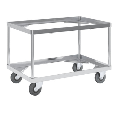 Aluminium dolly, loading height 440 mm, internal LxW 642 x 424 mm, without handle bar.