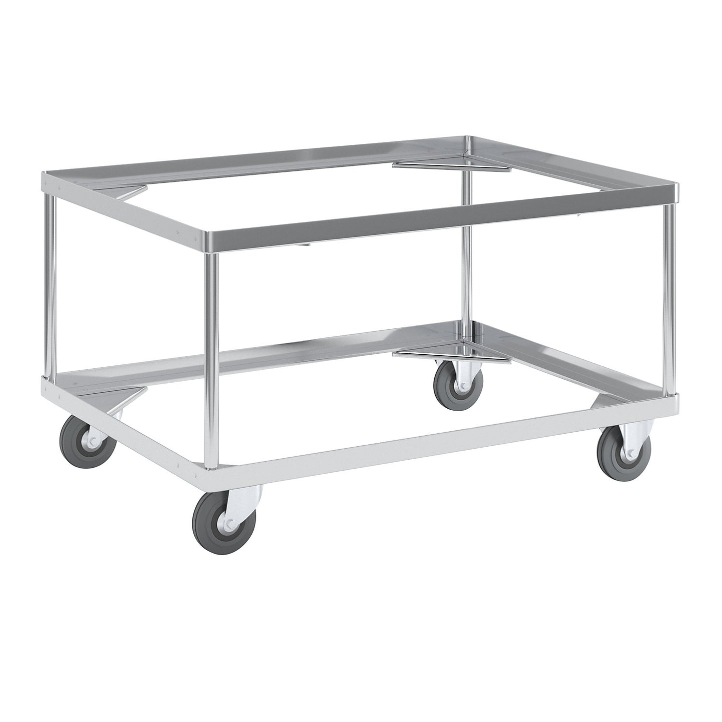 Aluminium dolly, loading height 440 mm, internal LxW 772 x 572 mm, without handle bar.