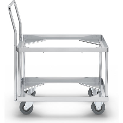 Aluminium dolly, loading height 440 mm, internal LxW 575 x 370 mm, with handle bar.