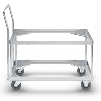 Aluminium dolly, loading height 440 mm, internal LxW 724 x 459 mm, with handle bar.