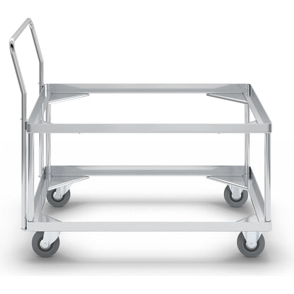 Aluminium dolly, loading height 440 mm, internal LxW 772 x 572 mm, with handle bar.