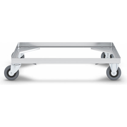Aluminium dolly, loading height 150 mm, internal LxW 724 x 459 mm, without handle bar.