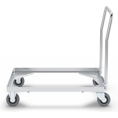 Aluminium dolly, loading height 150 mm, internal LxW 724 x 459 mm, with handle bar.