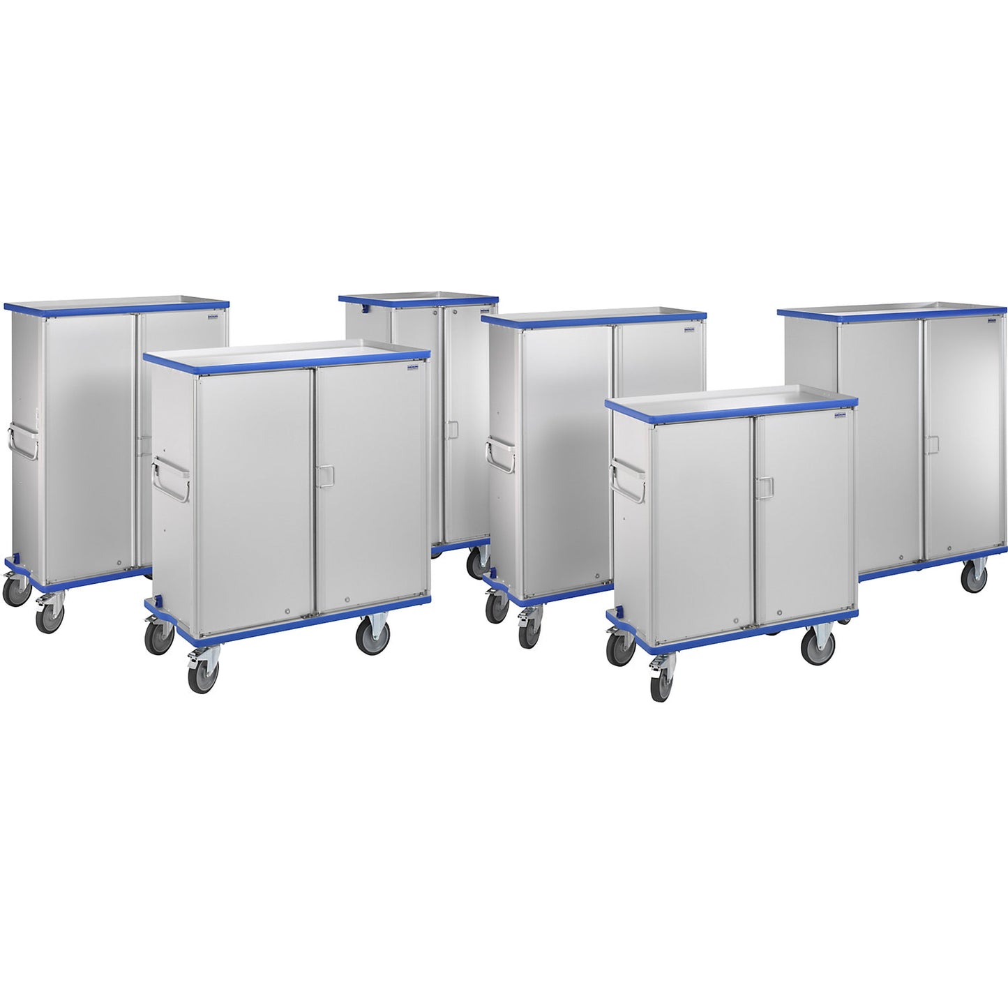 Aluminium cupboard trolley, max. load 300 kg, external LxWxH 1410 x 690 x 1596 mm.