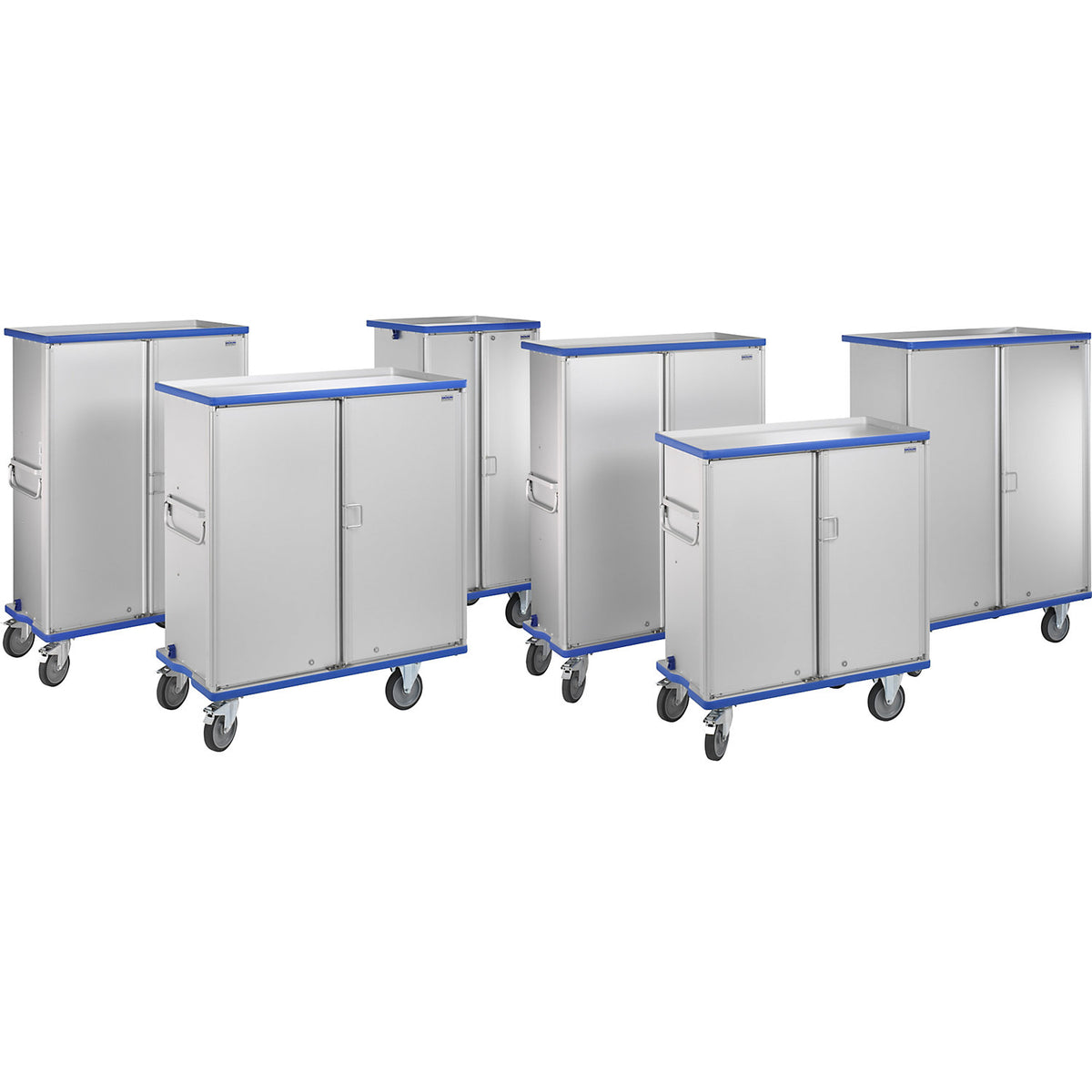 Aluminium cupboard trolley, max. load 300 kg, external LxWxH 840 x 640 x 1806 mm.