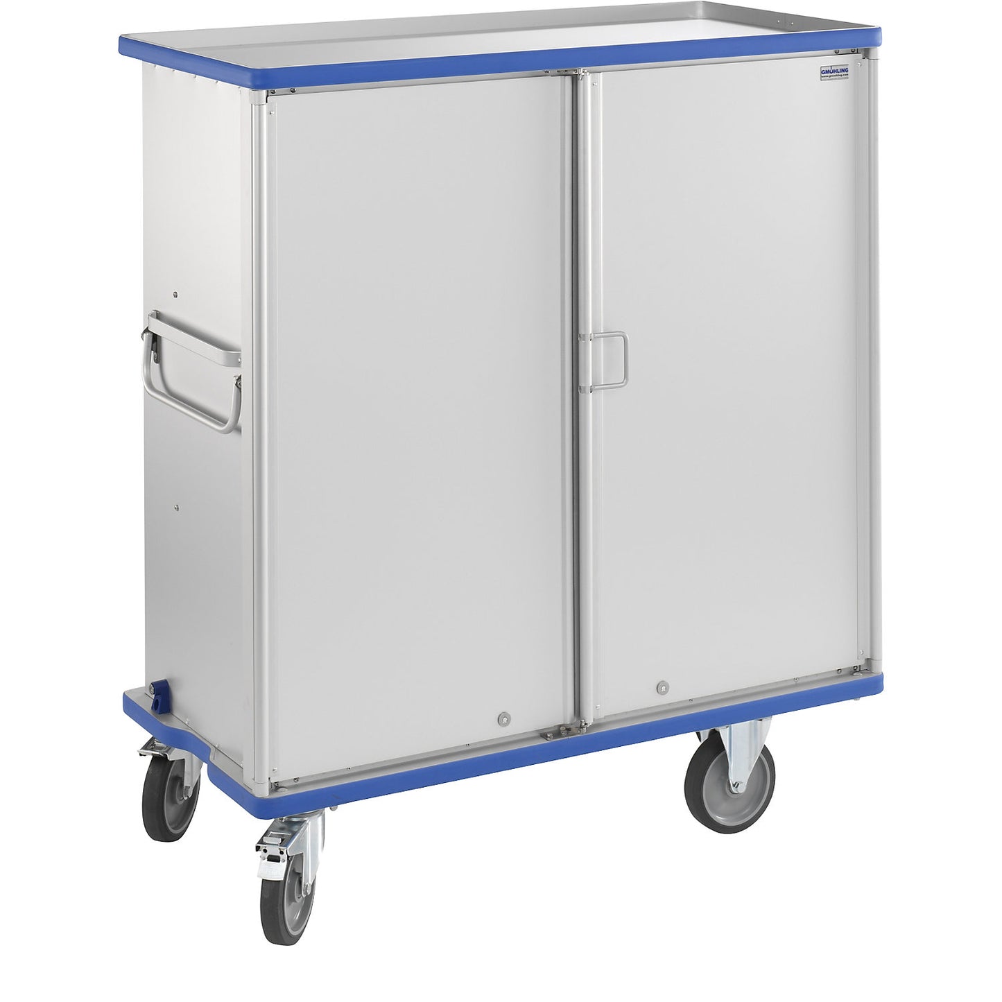 Aluminium cupboard trolley, max. load 300 kg, external LxWxH 1410 x 690 x 1596 mm.
