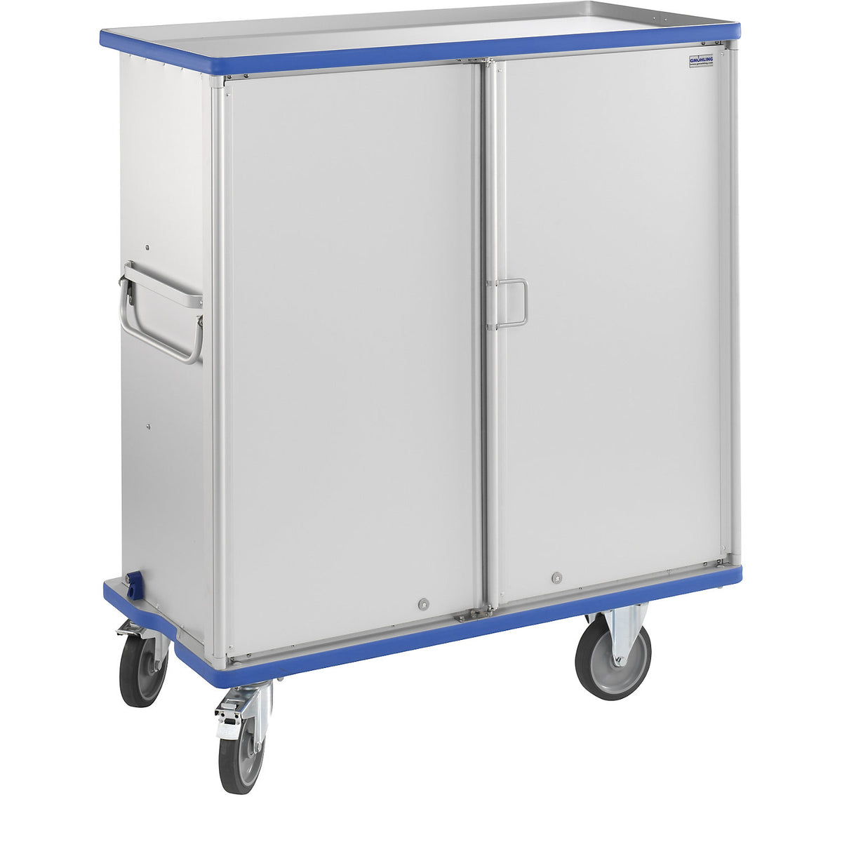 Aluminium cupboard trolley, max. load 300 kg, external LxWxH 1410 x 690 x 1596 mm.