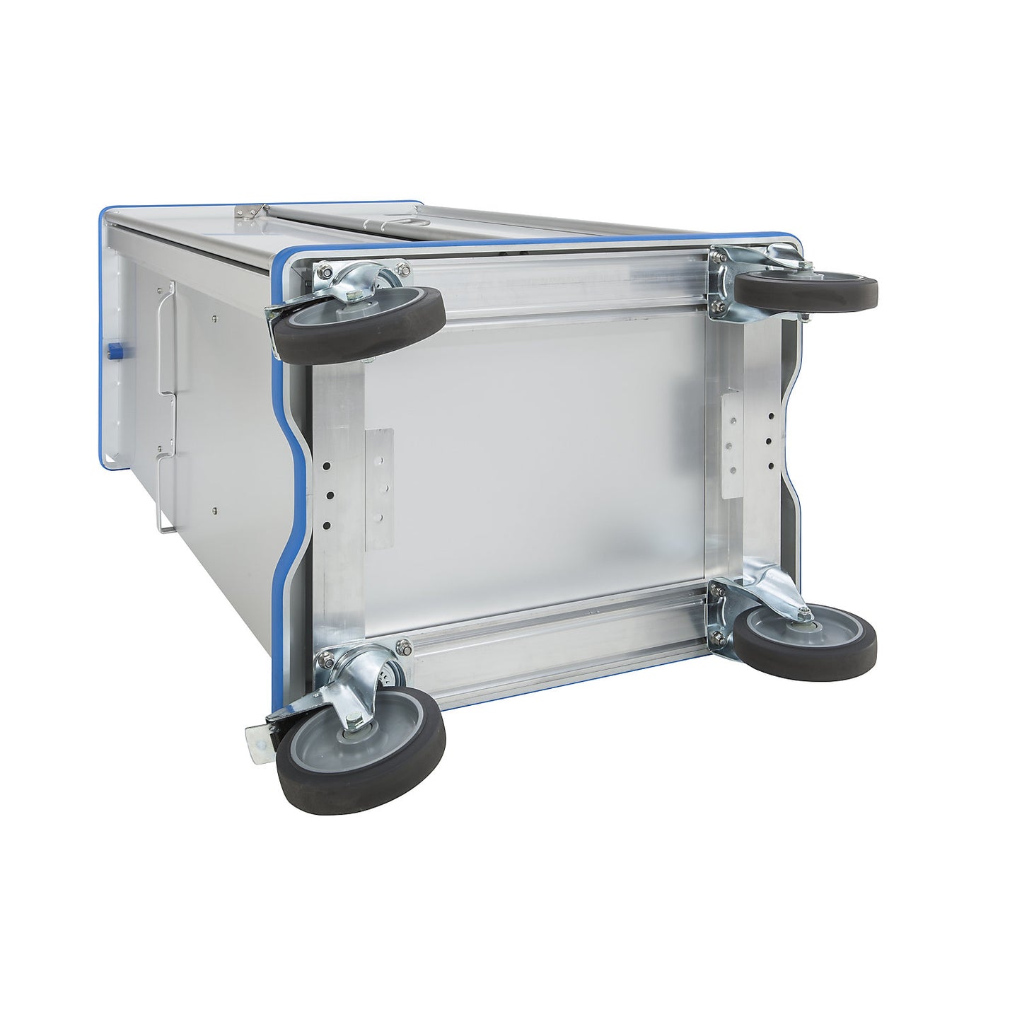 Aluminium cupboard trolley, max. load 300 kg, external LxWxH 1220 x 640 x 1406 mm.