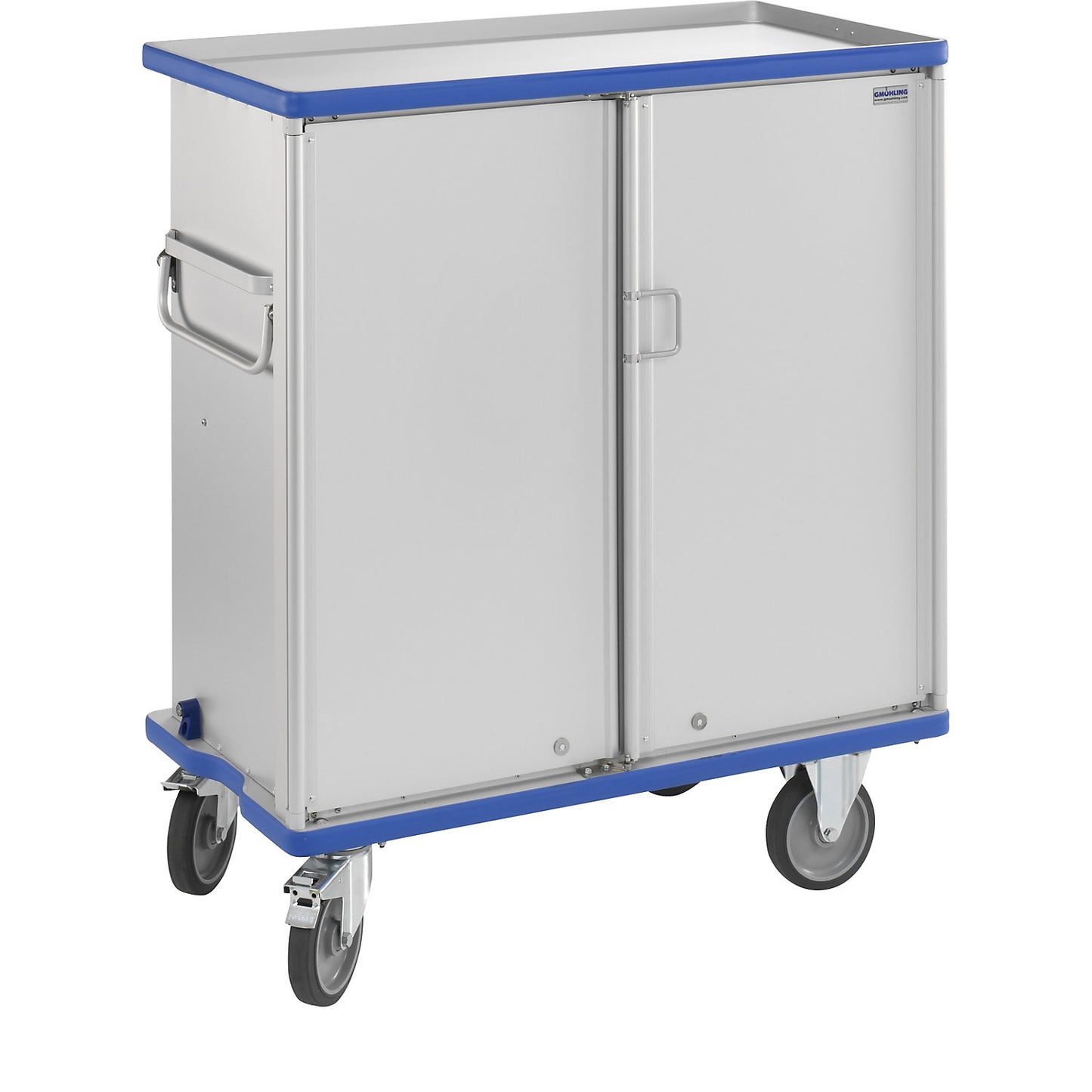 Aluminium cupboard trolley, max. load 300 kg, external LxWxH 1220 x 640 x 1406 mm.