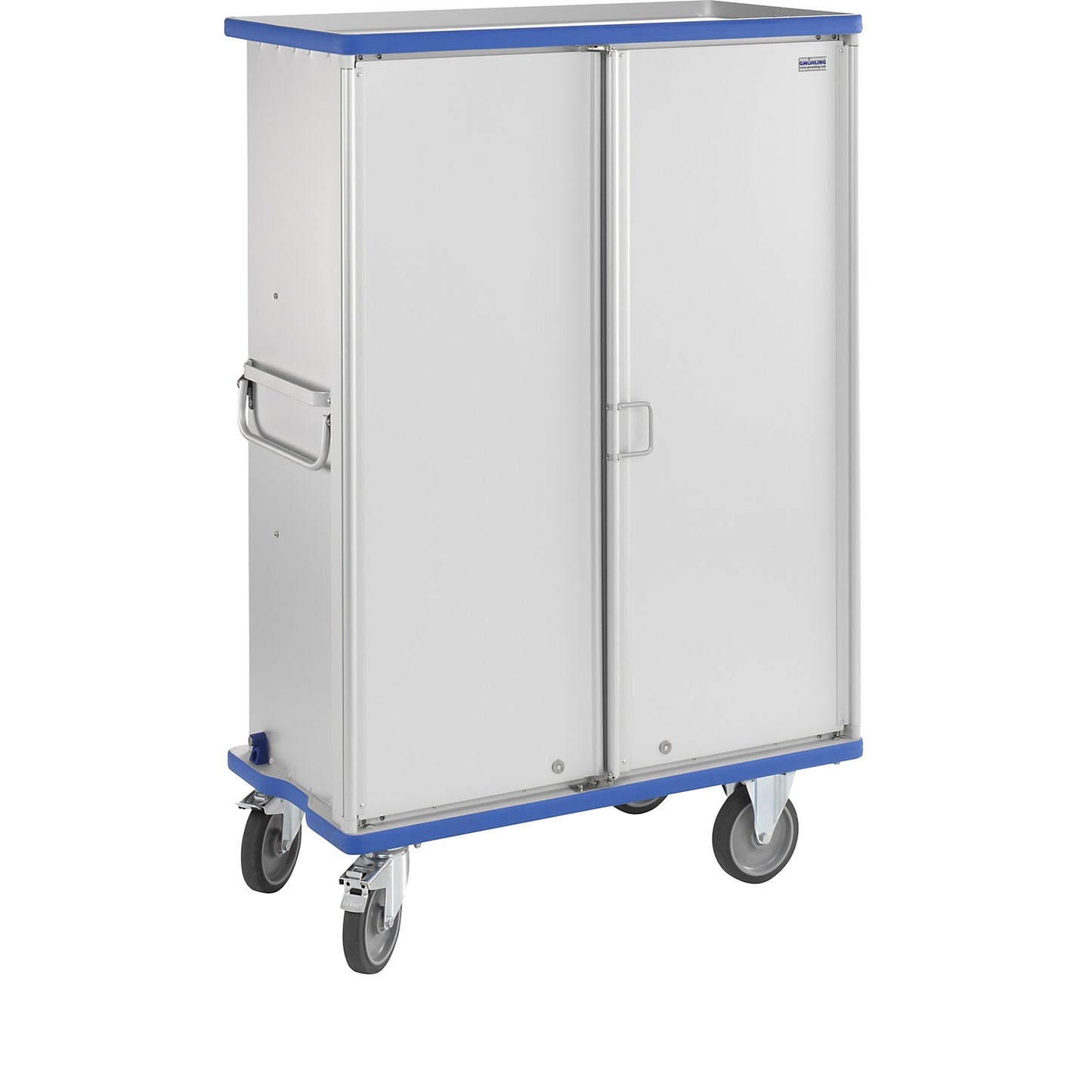 Aluminium cupboard trolley, max. load 300 kg, external LxWxH 1220 x 610 x 1806 mm.
