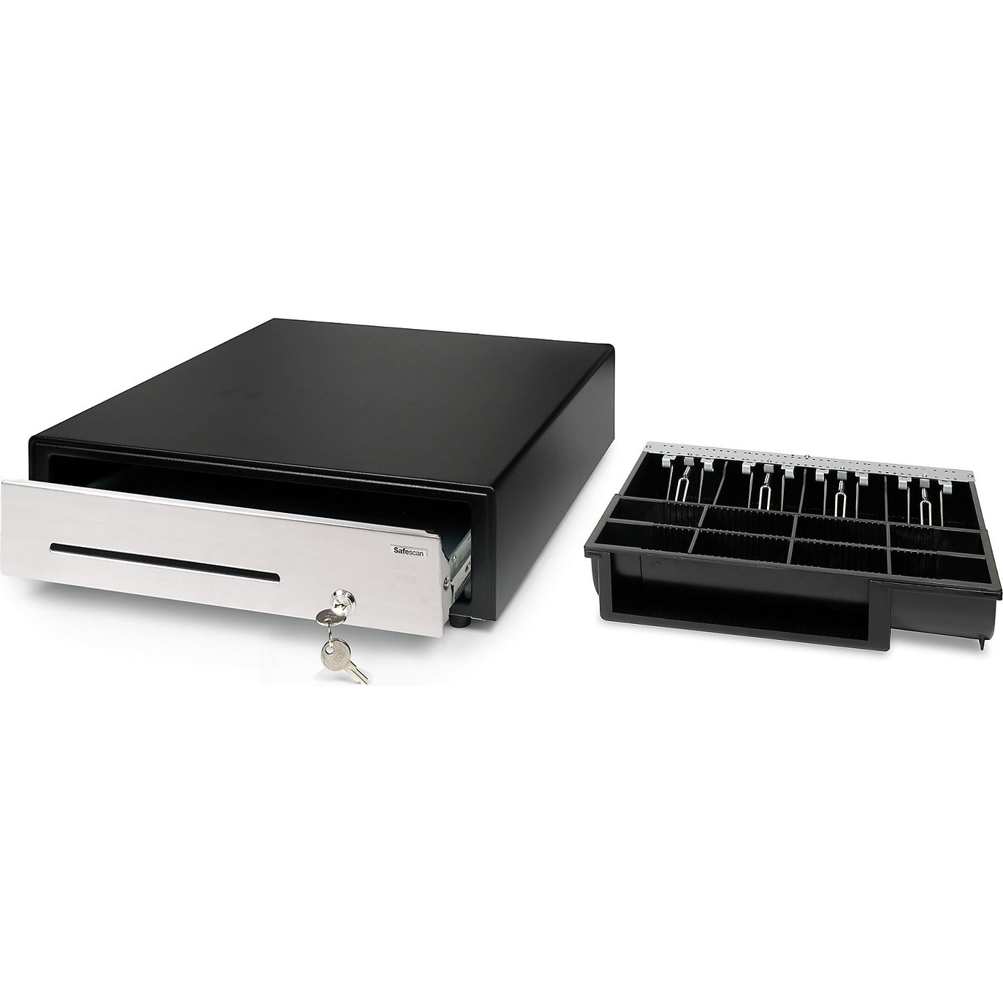 Cash drawer, SAFESCAN heavy duty 4141S, 8 coin compartments / 4 banknote compartments.