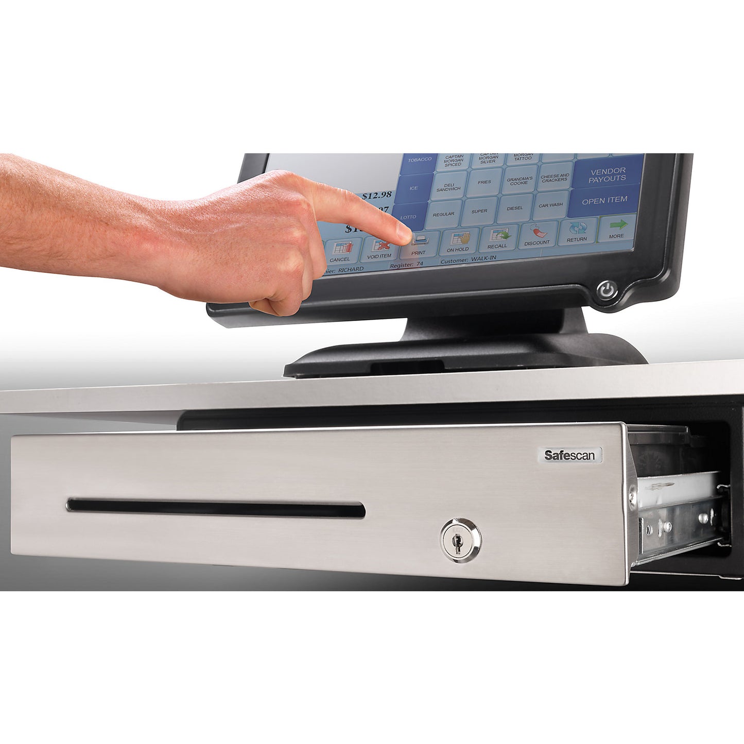 Cash drawer, SAFESCAN heavy duty 4141S, 8 coin compartments / 4 banknote compartments.