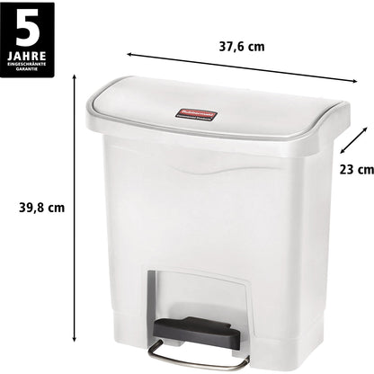 SLIM JIM® foot pedal bin, made of polyethylene, 15 l, white.