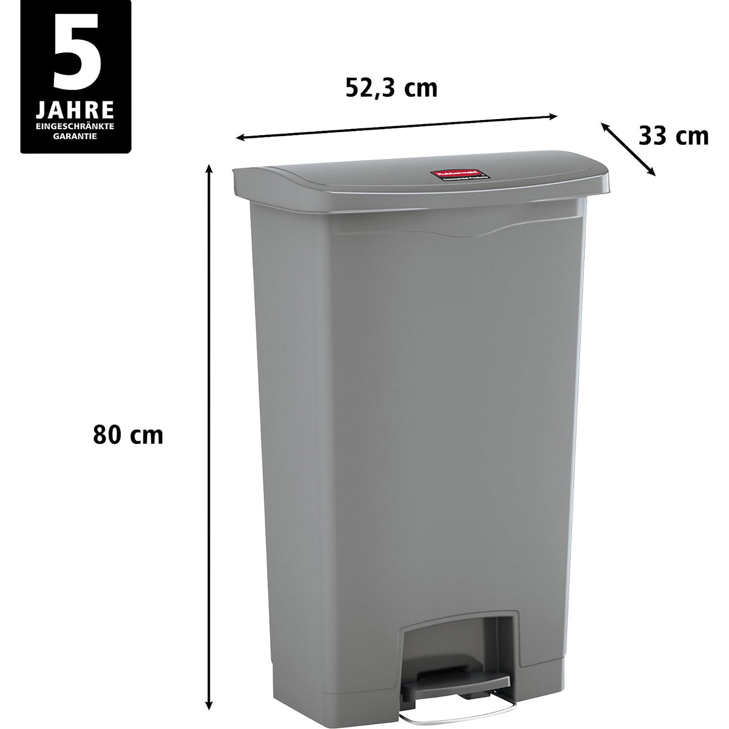 SLIM JIM® foot pedal bin, made of polyethylene, 68 l, grey.