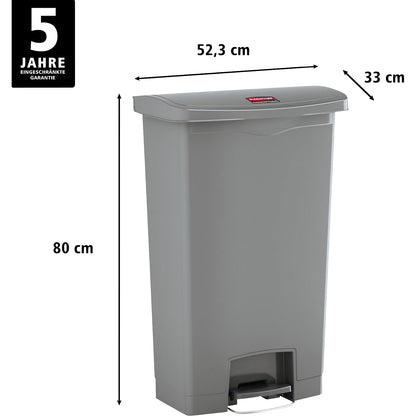 SLIM JIM® foot pedal bin, made of polyethylene, 68 l, grey.