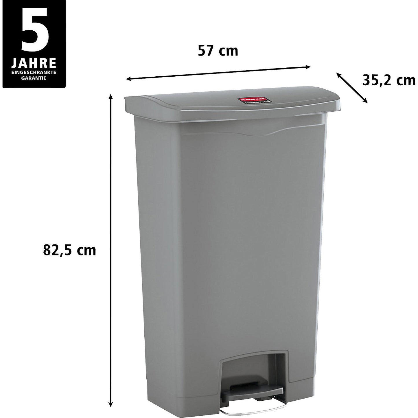 SLIM JIM® foot pedal bin, made of polyethylene, 90 l, grey, mobile.