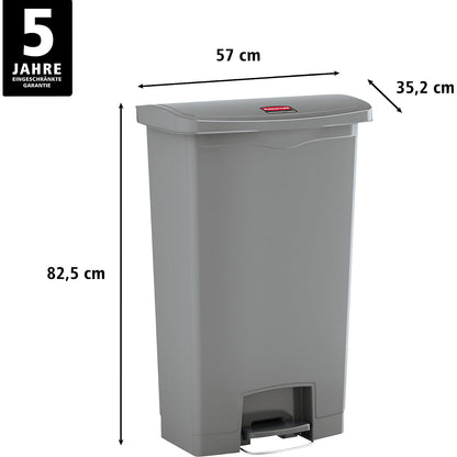 SLIM JIM® foot pedal bin, made of polyethylene, 90 l, grey, mobile.