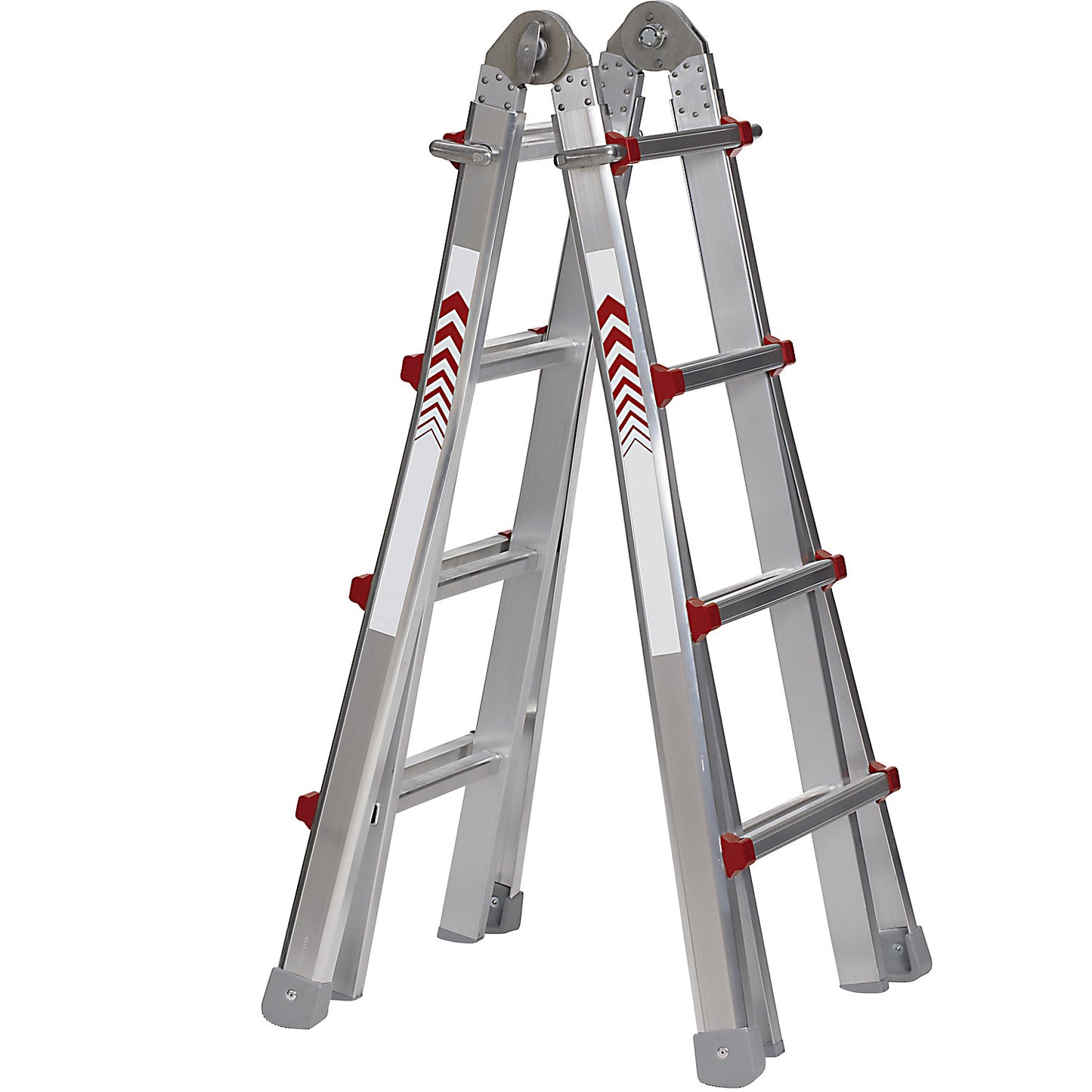 Telescopic folding ladder, stepladder, lean-to ladder and stair ladder in one, 4 x 4 rungs.