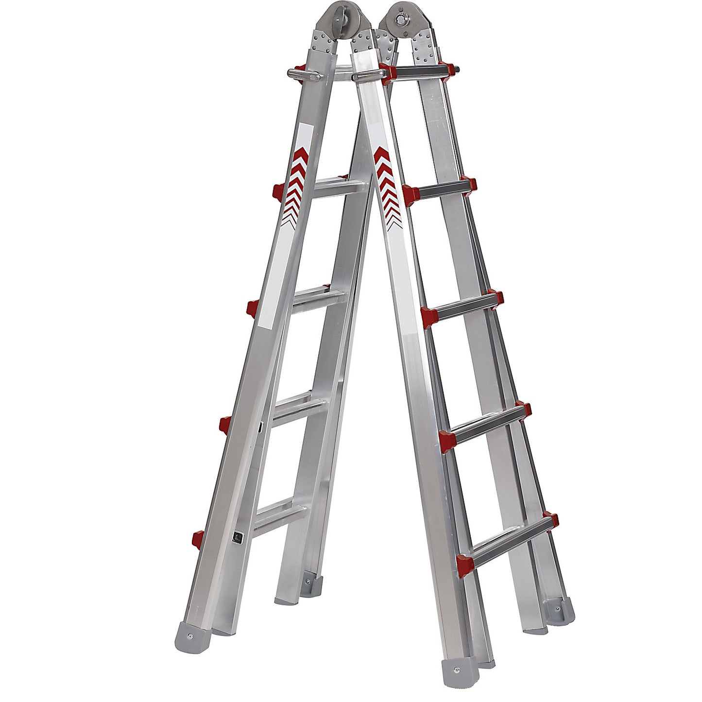 Telescopic folding ladder, stepladder, lean-to ladder and stair ladder in one, 4 x 5 rungs.