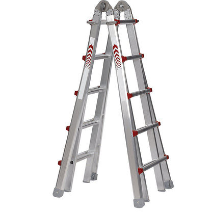 Telescopic folding ladder, stepladder, lean-to ladder and stair ladder in one, 4 x 5 rungs.
