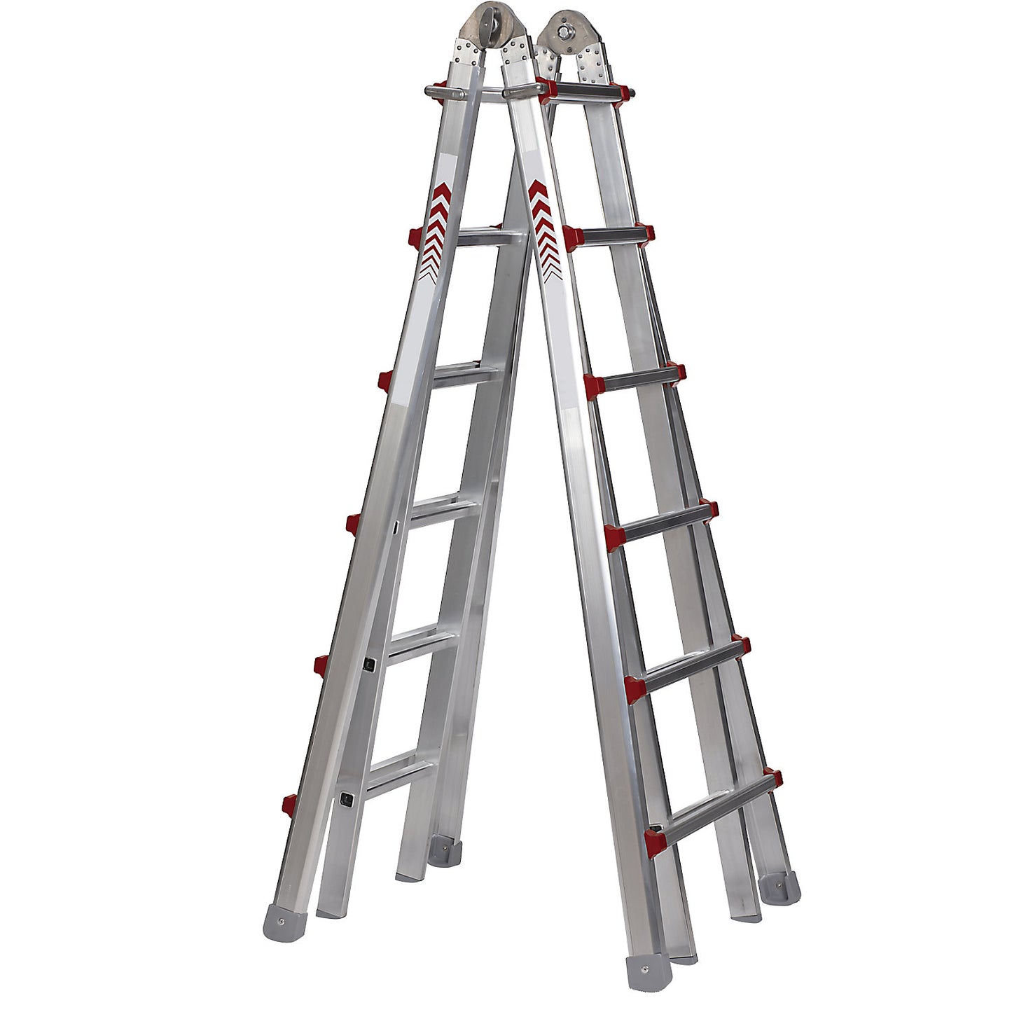 Telescopic folding ladder, stepladder, lean-to ladder and stair ladder in one, 4 x 6 rungs.