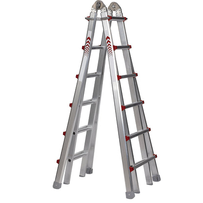 Telescopic folding ladder, stepladder, lean-to ladder and stair ladder in one, 4 x 6 rungs.