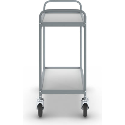 Serving trolley, platform 658 x 338 mm, max. load 75 kg, 2 shelves, 4 swivel castors.
