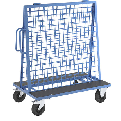 Tool and supplies trolley made of steel, max. load 500 kg, with 2 mesh panels for hook-on holders.