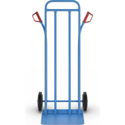 Steel sack truck, XXL model: extra large footplate, solid rubber tyres.
