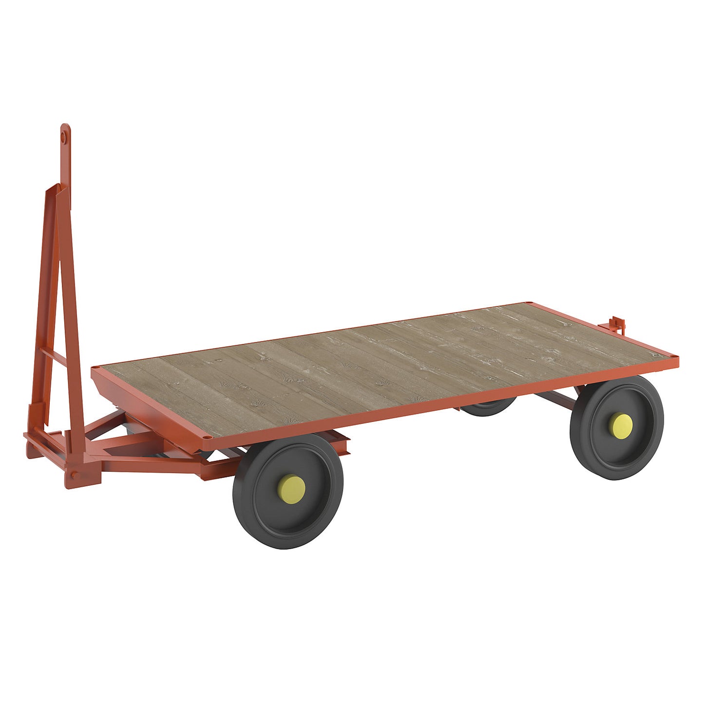 Trailer, 2-wheel turntable steering, max. load 2 t, platform 2.0 x 1.0 m, solid rubber tyres.
