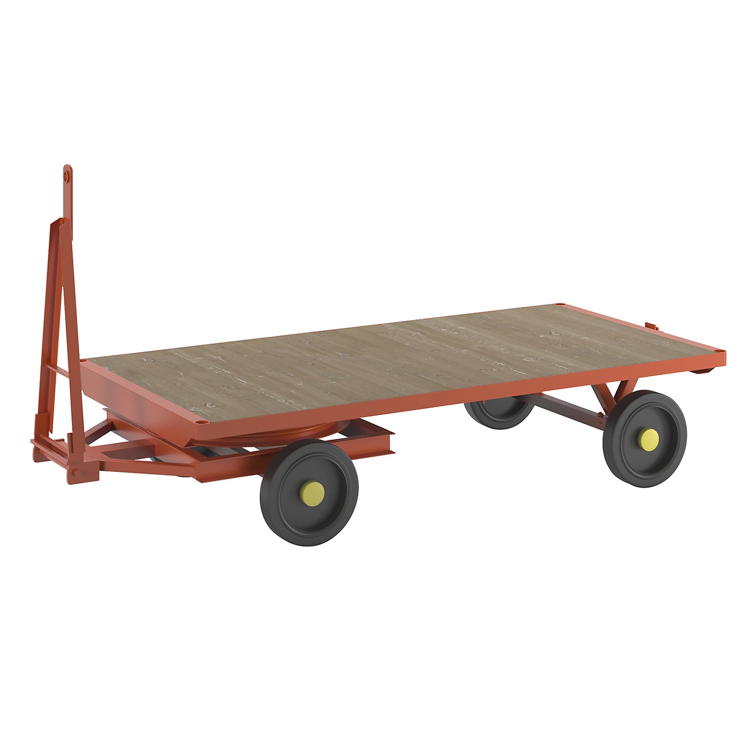 Trailer, 2-wheel turntable steering, max. load 2 t, platform 2.5 x 1.25 m, solid rubber tyres.