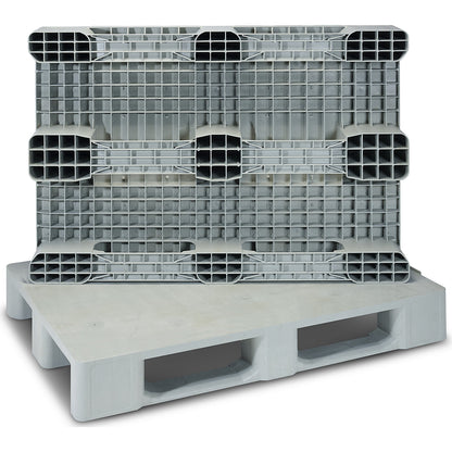 Plastic runner pallet, LxW 1200 x 800 mm, grey.