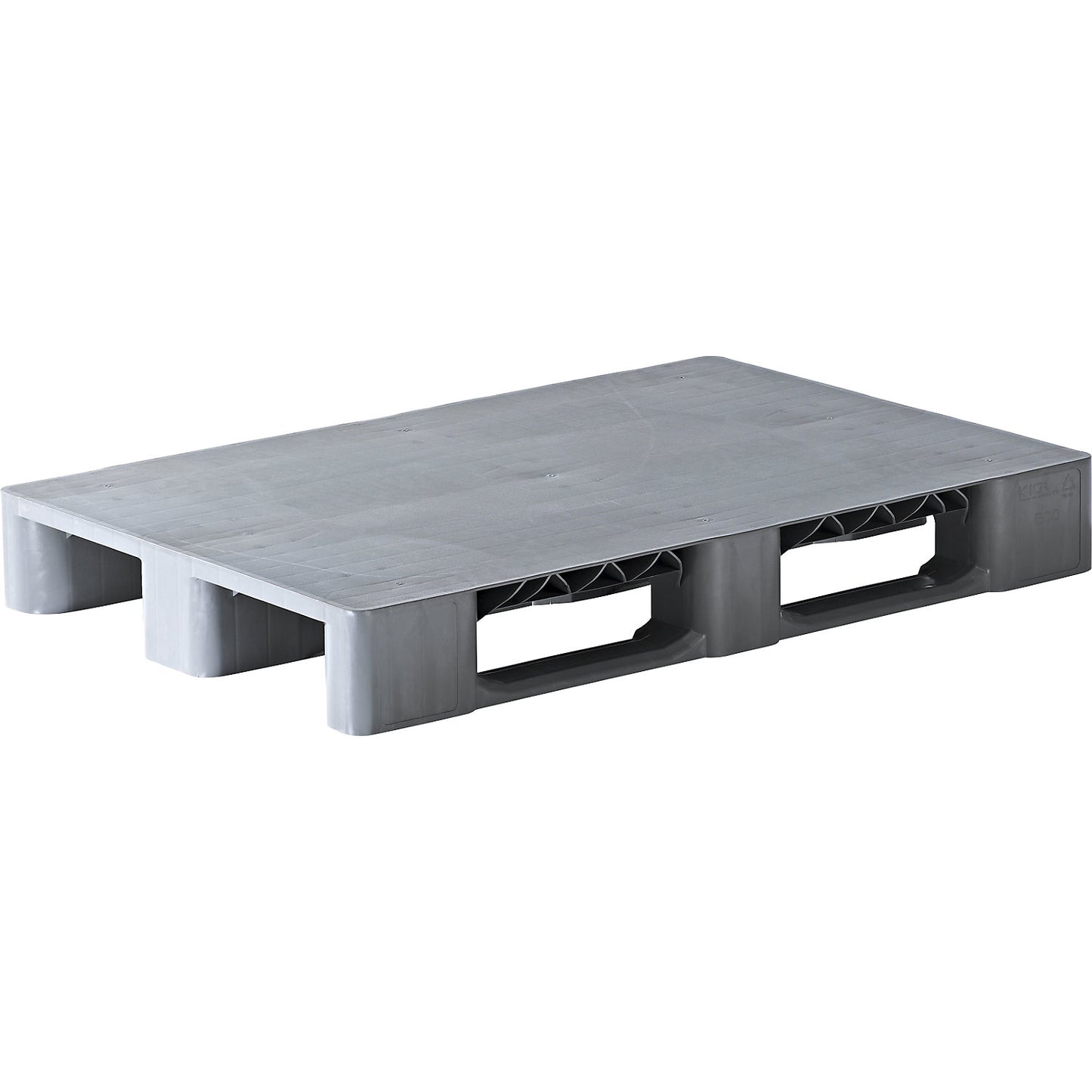 Plastic runner pallet, LxW 1200 x 800 mm, with steel reinforcement, grey.